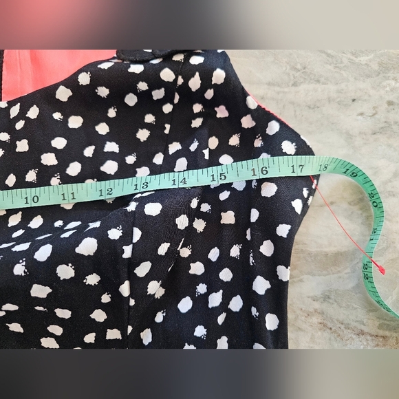 Robbie Bee Polka Dot Fit & Flare Dress Size 10 Sleeveless Floral Detail - Picture 8 of 9